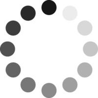 Circular loading symbol featuring twelve dots, gradually fading from black to light gray, illustrating an ongoing process, progress, or buffering in digital applications and interfaces vector