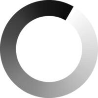 Circular progress indicator featuring a smooth gradient transitioning from black to white, visually representing 25 percent completion, or one quarter of a full cycle in a loading process vector