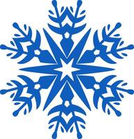 Stylized blue snowflake resting on a crisp white background, evoking feelings of Christmas, winter holidays, and the beauty of ice and snow during the chilly season vector