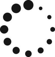 Loading icon featuring twelve black dots arranged in a circular pattern, visually representing processing or buffering. Ideal for illustrating progress in digital interfaces vector