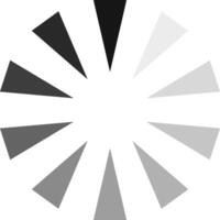 Rotating triangles in a circle create a loading symbol with a gradient from black to white, symbolizing process, progress, and anticipation vector
