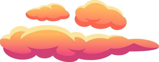 Cartoon clouds with a gradient of orange, yellow, and pink colors, creating a dreamy and playful atmosphere suitable for various design projects vector