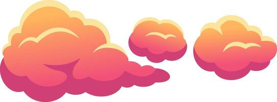 Cartoon clouds in soft pink and orange gradient hues floating gracefully across a bright, empty sky, creating a dreamy and joyful atmosphere filled with tranquility and imagination vector
