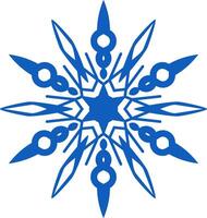 Intricate blue snowflake design radiating outwards from a central star shape, featuring detailed radial arms and intricate patterns, evoking a sense of winter wonderland and festive cheer vector