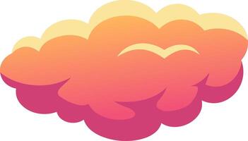 Cartoon cloud floating in a clear sky, featuring a vibrant pink and orange gradient. Creating a dreamy, playful atmosphere perfect for evoking imagination and fantasy vector