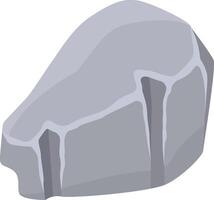 Cartoon representation of a gray rock with irregular surface and cracks, suitable for educational nature projects, game assets, or illustrations depicting geological formations vector