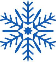 Classic six pointed blue snowflake featuring a star shaped center, representing the beauty of winter, the festive spirit of Christmas, and the chill of freezing temperatures vector