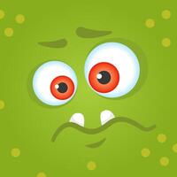 Funny cartoon monster with big eyes and teeth showing worry and concern, ideal for halloween projects, children book illustrations, fantasy and fairy tales vector