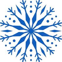 Stylized blue snowflake with dots is isolated on white background and representing winter, Christmas, cold weather, frost and frozen season vector