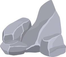 Four gray rocks of various shapes and sizes are grouped together, creating a natural rock formation against a clean white backdrop, emphasizing the rugged texture and solid presence of the stones vector