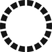 Segments arranged in a circular formation create a preloader or buffer icon, representing an ongoing process or download with a clean, simple design in black and white vector