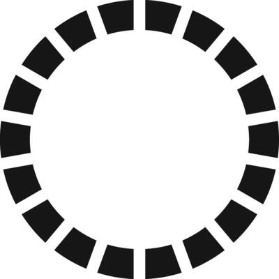 Segments arranged in a circular formation create a preloader or buffer icon, representing an ongoing process or download with a clean, simple design in black and white