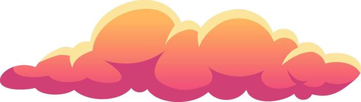 Cartoon cloud with pink and orange gradient color is floating in the sky, representing a dreamy and playful atmosphere, ideal for children's projects or fantasy themes vector