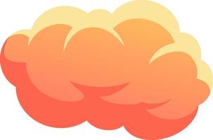 Cartoon cloud floating in a white background with red and yellow colors creating a cheerful and dreamy atmosphere, ideal for children's projects or whimsical designs vector