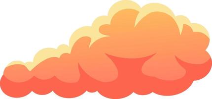Cartoon style orange and yellow cloud floating in the white background, ideal for children's book illustrations or weather related projects vector