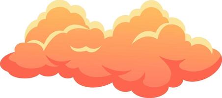 Cartoon cloud floating in a clear sky with orange and yellow colors, ideal for representing concepts related to meteorology, dreams, or imagination vector