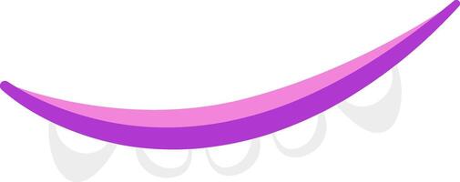 Simple illustration featuring a purple hammock gently swaying, embodying relaxation and leisure, ideal for evoking feelings of vacation, comfort, and tranquility in nature vector