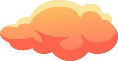 Fluffy orange and yellow cartoon cloud floating gently in the sky, creating a dreamy and peaceful atmosphere while illuminating the colorful hues of a beautiful sunset vector
