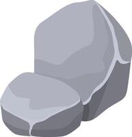 Two gray cartoon rocks of varying sizes combining to form a natural seat, featuring a simple and minimalist design that enhances outdoor environments and landscapes vector