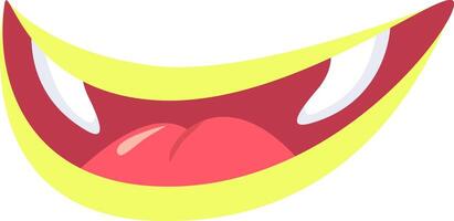 Cartoon drawing of a smiling vampire mouth showing tongue and teeth, ideal for Halloween projects, children's illustrations, or any design needing a touch of playful spookiness vector