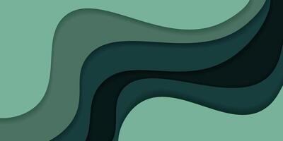 Abstract paper cut wave background with colored green elements in the background. Simple wave pattern design pattern. eps10 vector