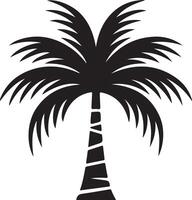 A stylized black and white illustration of a palm tree, perfect for tropical themes vector