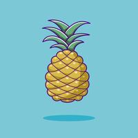 Fresh pineapple fruit. Pineapple fruit icon is designed with cartoon flat style. Design illustration. Ananas comosus vector