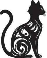 Elegant Stylized Silhouette of a Cat in Profile View vector