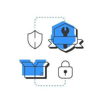Protection of physical assets flat outline concept icon. Benefit of security system. Safety of important property. Modern line illustration with blue glyphs. Conceptual visual. Easy to edit vector