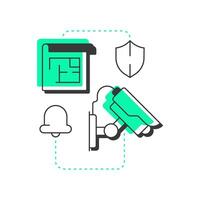 Perimeter security flat outline concept icon. Component of physical protection system. Area boundaries safety. Modern line illustration with green glyphs. Conceptual visual. Easy to edit vector
