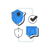 Safety of individuals flat outline concept icon. Benefit of physical security. Protecting people from threats. Modern line illustration with blue glyphs. Conceptual visual. Easy to edit vector