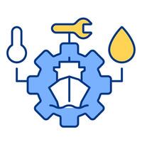 Ship condition monitoring line color icon. Maintenance service for marine vessels in dock. Technical support of transport. Isolated illustration. Flat colorful symbol design. Editable stroke vector