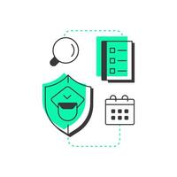 Security audits flat outline concept icon. Component of physical protection system. Evaluate protection effectiveness. Modern line illustration with green glyphs. Conceptual visual. Easy to edit vector