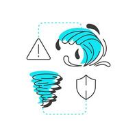 Environmental risk factors flat outline concept icon. Physical security audit component. Natural disasters handling. Modern line illustration with blue glyphs. Conceptual visual. Easy to edit vector