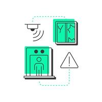 Intrusion detection flat outline concept icon. Physical security system. Identify unauthorized entry attempts. Modern line illustration with green glyphs. Conceptual visual. Easy to edit vector