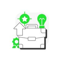Development opportunities flat outline concept icon. Employee growth, professional. Business career. Goal focus. Modern line illustration with green glyphs. Conceptual visual. Easy to edit vector