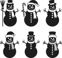 Set of Christmas Snowman Silhouettes - Festive Winter Collection vector