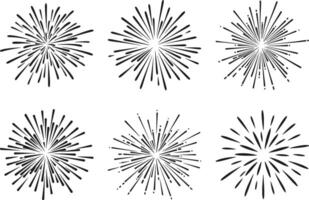 Set of Firework Silhouettes - Burst Collection for Festive Designs vector
