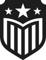Stylized American Shield Silhouette with Wavy Stripes and Stars for Independence Day vector