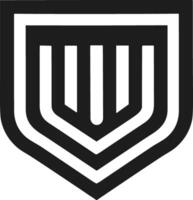 Shield Emblem Silhouette - Bold Security Badge Symbol Design vector
