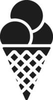 Minimalist Ice Cream Silhouette - Triple Scoop Cone for Dessert and Summer Themes vector