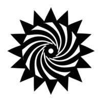 a black and white image of a sun with a spiral design vector