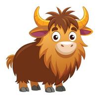 cartoon yak with horns on white background vector