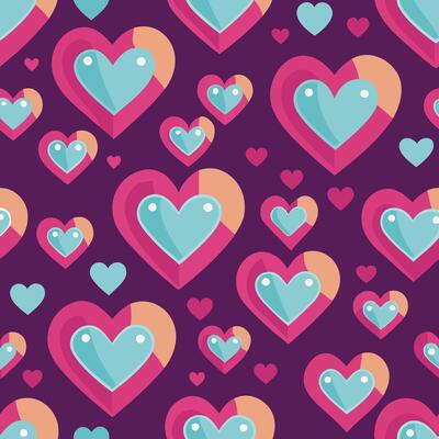 a pattern with many hearts on a purple background