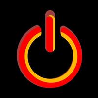 vibrant red and yellow power symbol on a dark backdrop commands attention. Ideal for representing activation, energy, and digital interfaces in a bold and modern style. highlight key actions vector