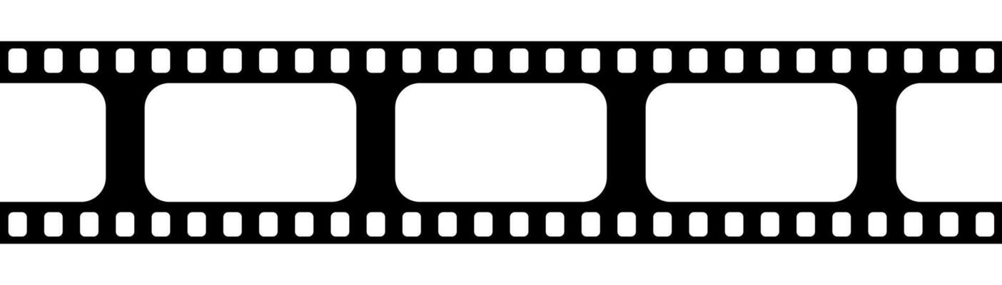 Classic movie film strip with empty frames, perfect for cinematic themes, editing concepts, or nostalgic design projects. A versatile border or background element