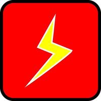 Punctuate designs with a striking yellow lightning bolt on a bold red background, perfect for conveying concepts of speed, energy, power, and urgent alerts. eye catching graphic for diverse uses vector