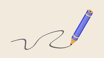 Blue pencil drawing a black, wavy line, symbolizing creativity, education, or note taking. Perfect for academic themes, artistic concepts, or communication visuals vector