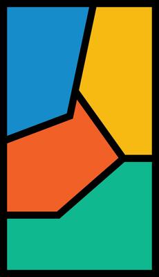 Dynamic vertical comic panel layout featuring bold, irregularly shaped colorful sections divided by sharp black lines. for mobile stories, modern, energetic background with a distinct graphic novel
