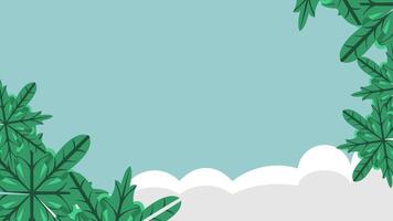 Fresh green leaves frame a soft blue sky with gentle white clouds, creating a serene and natural border. for themes of spring, summer, nature, and peaceful outdoor settings with ample copy space vector